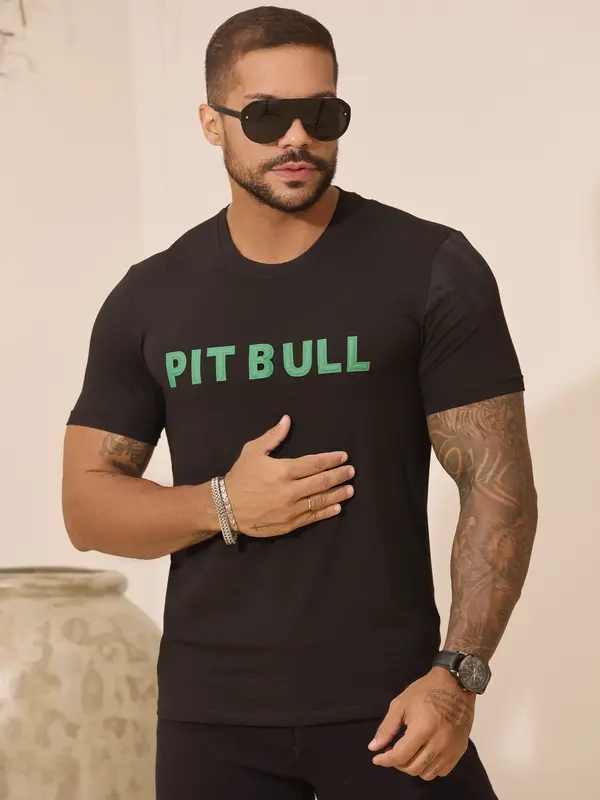 Camiseta Gola O Versátil e Casual com Logomania em Relevo Pit Bull Jeans Premium
