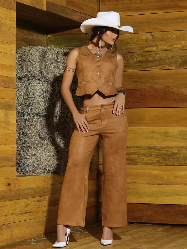 Conjunto Colete e Calça Elegante com Modelagem Alfaiataria Pit Bull Jeans Luxo