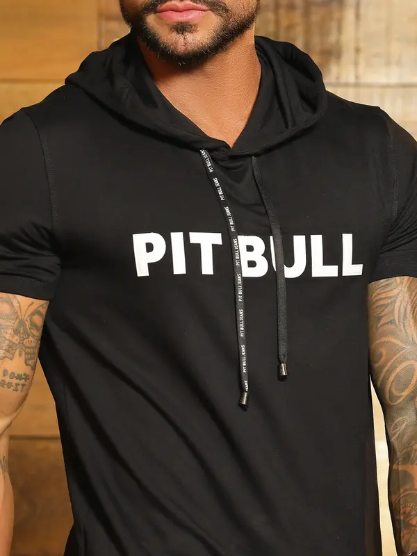 Camiseta com Capuz Estilosa e Casual com Relevo Pit Bull Jeans Luxo