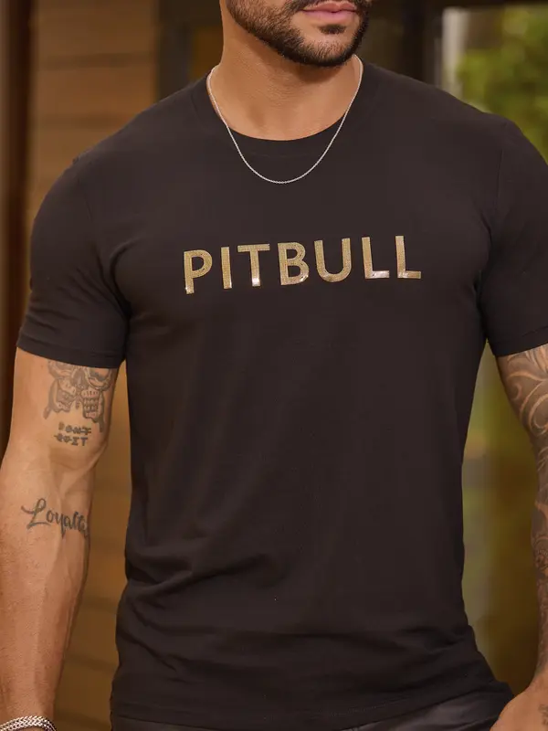 Camiseta Gola O Autêntica e Casual com Estampa Metalizada Pit Bull Jeans Premium