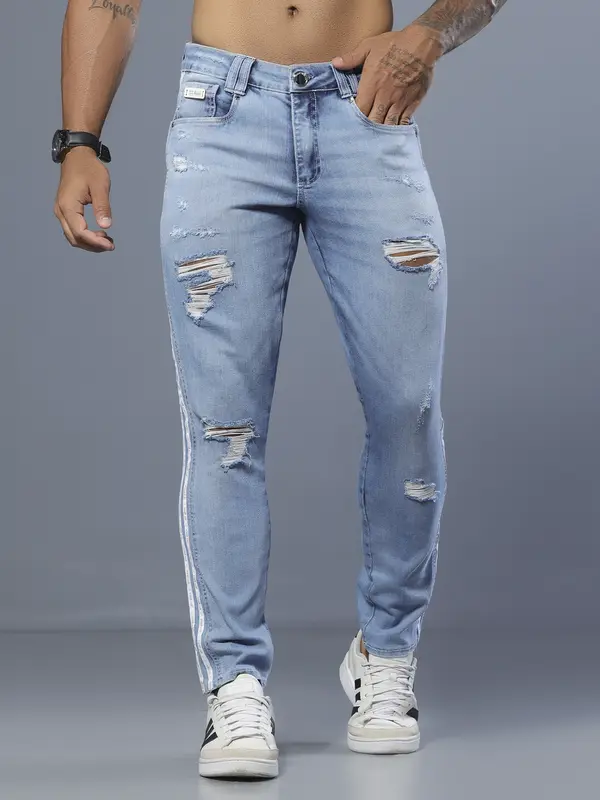 Calça Masculina Slim Pit Bull Jeans Luxo Autêntica e Confortável com Detalhes Destroyed