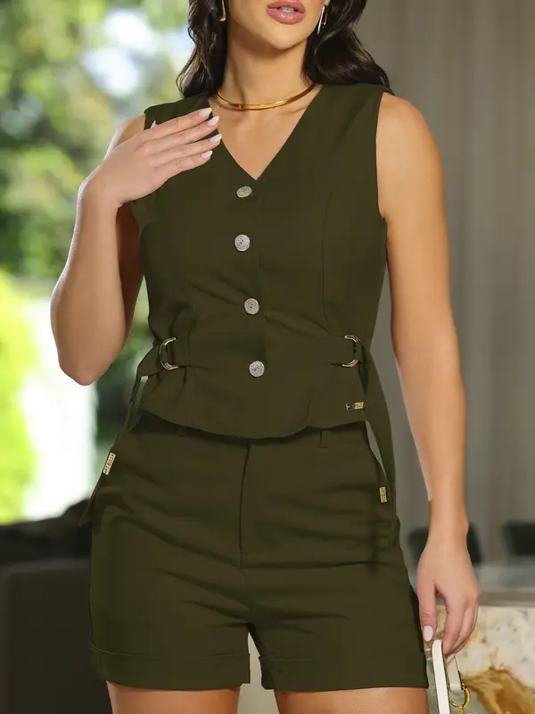 Conjunto Colete e Short Estiloso com Modelagem Elegante Empório Pit Bull