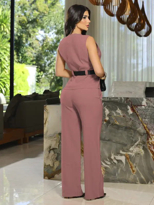 Conjunto Calça e Colete Empório Pit Bull Elegante e Refinado com Cinto Casual