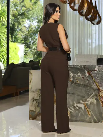 Conjunto Calça e Colete Empório Pit Bull Elegante e Refinado com Cinto Casual