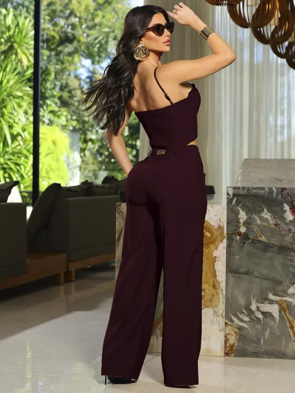 Conjunto Cropped e Calça Fashion com Caimento Elegante Empório Pit Bull