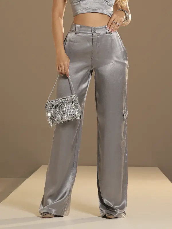 Calça Pantalona Sofisticada com Caimento Elegante e Bolsos Cargo Pit Bull Jeans Luxo