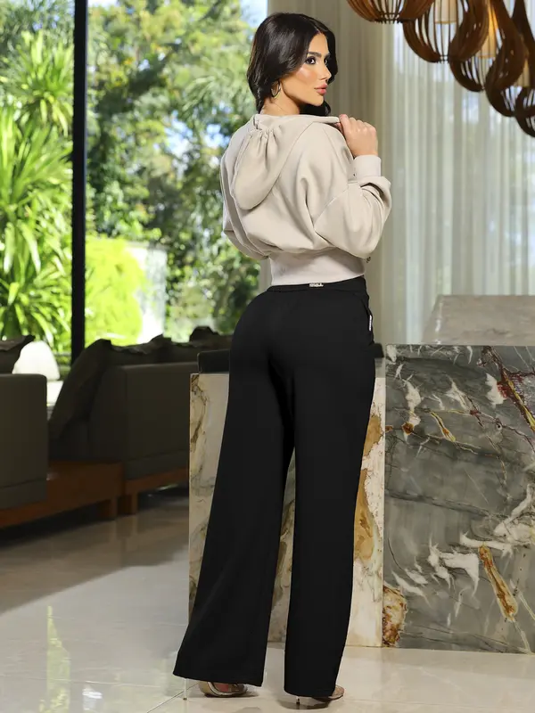 Calça Moletom Wide Leg com Caimento Sofisticado Pit Bull Jeans Luxo