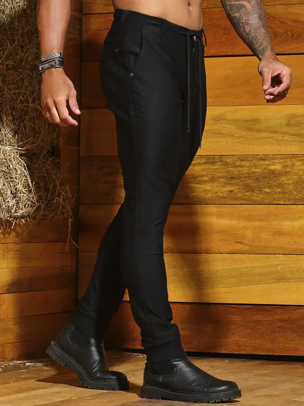 Calça Jogger Masculina com Amarração Funcional e Caimento Moderno Pit Bull Jeans Luxo