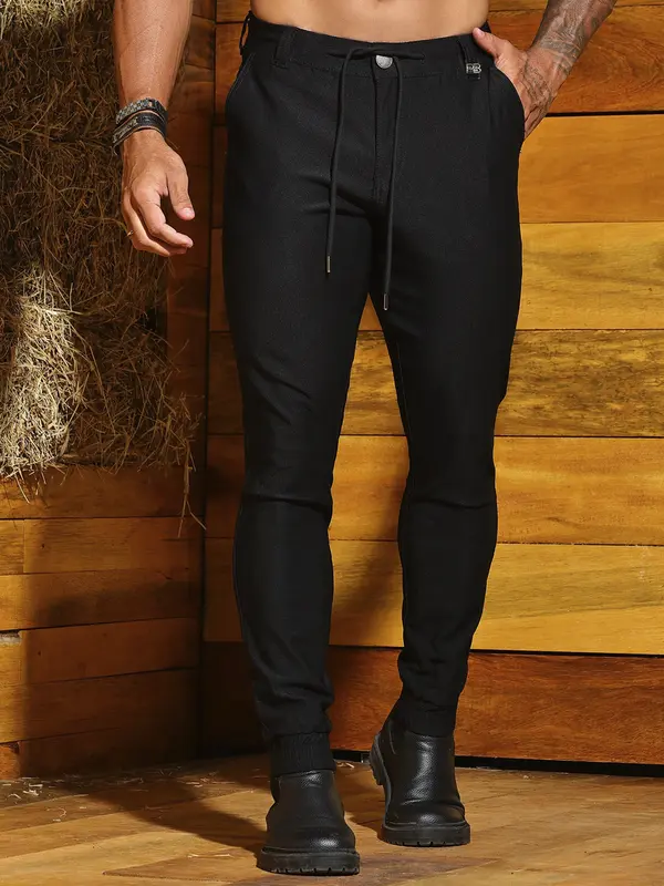 Calça Jogger Masculina com Amarração Funcional e Caimento Moderno Pit Bull Jeans Luxo