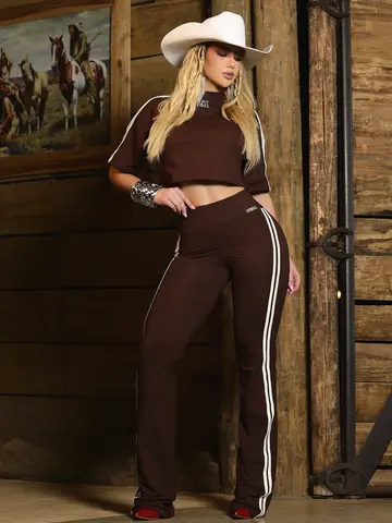 Calça Flare Color Estilosa e Confortável com Faixa Lateral Pit Bull Jeans Luxo
