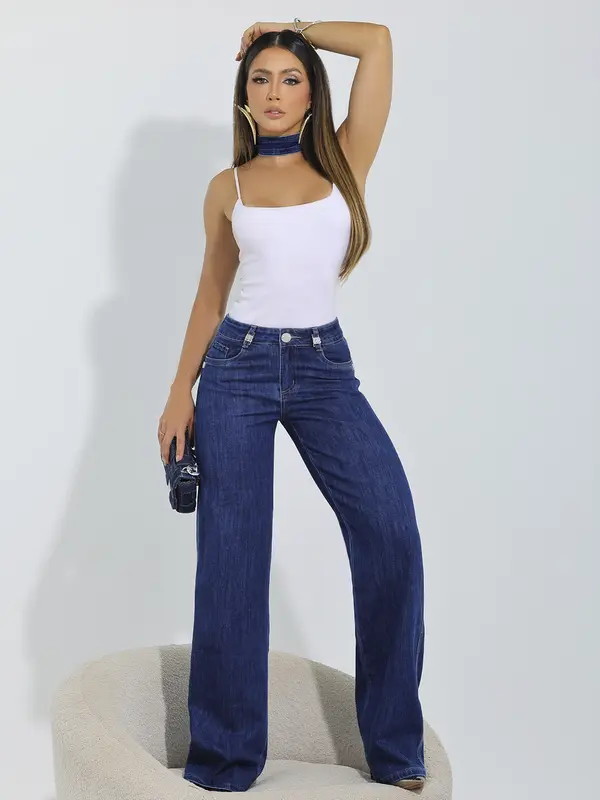 Calça Wide Leg Versátil e Casual com Caimento Sofisticado Pit Bull Jeans Premium