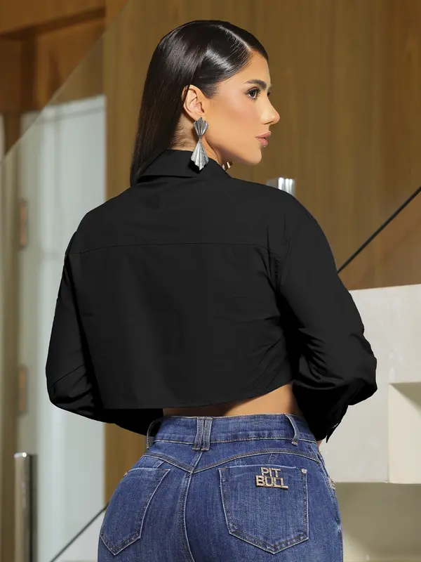 Camisa Cropped Elegante e Versátil com Caimento Moderno Empório Pit Bull