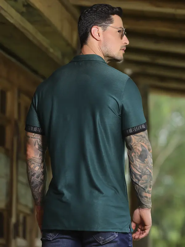Camiseta Gola Polo Verde Elegante e Casual com Elástico Personalizado Pit Bull Jeans Luxo
