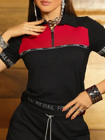 Polo Feminina Estilosa e Confortável com Elástico Personalizado Pit Bull Jeans Luxo