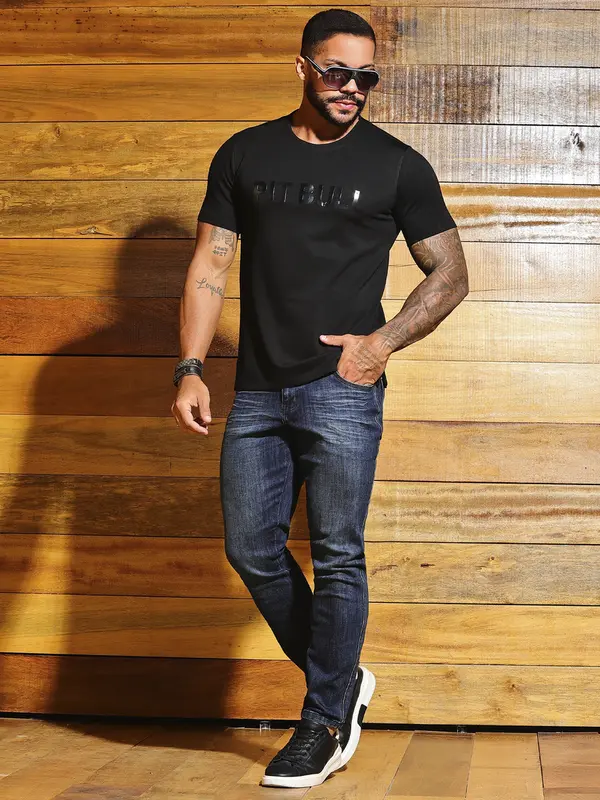 Calça Masculina Autêntica e Casual com Lavado Escuro Pit Bull Jeans Luxo