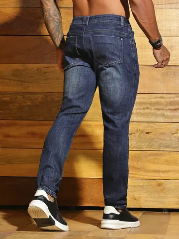 Calça Masculina Autêntica e Casual com Lavado Escuro Pit Bull Jeans Luxo