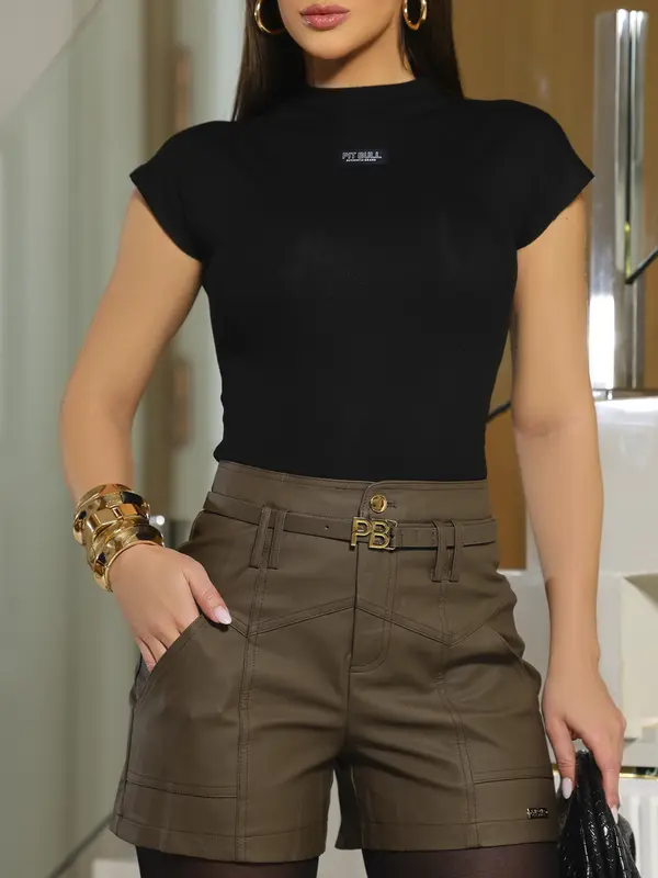 Short Elegante e Casual com Cinto Personalizado Empório Pit Bull