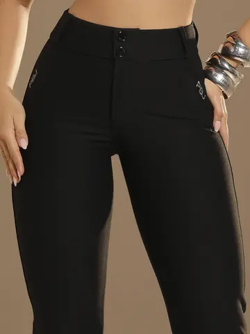 Calça Montaria Flare Preta Elegante e Sofisticada Pit Bull Jeans Luxo