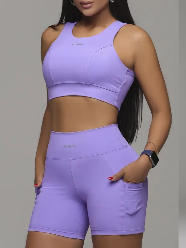 Conjunto Top e Bermuda Sofisticada e Confortável Pit Bull Jeans Fitness