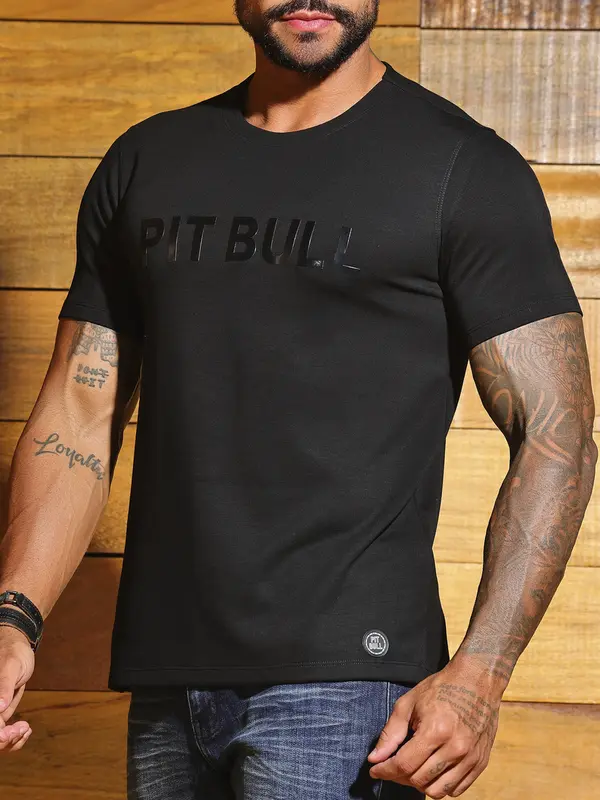 Camiseta Masculina Sofisticada e Casual com Termocolante em Relevo Pit Bull Jeans Luxo