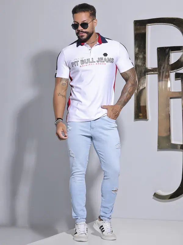 Polo Masculina Autêntica e Estilosa com Logomania em Relevo Pit Bull Jeans Luxo
