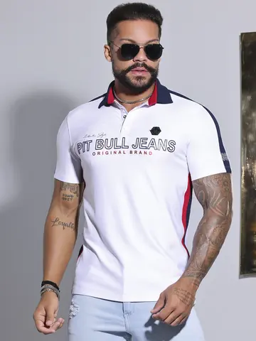 Polo Masculina Autêntica e Estilosa com Logomania em Relevo Pit Bull Jeans Luxo