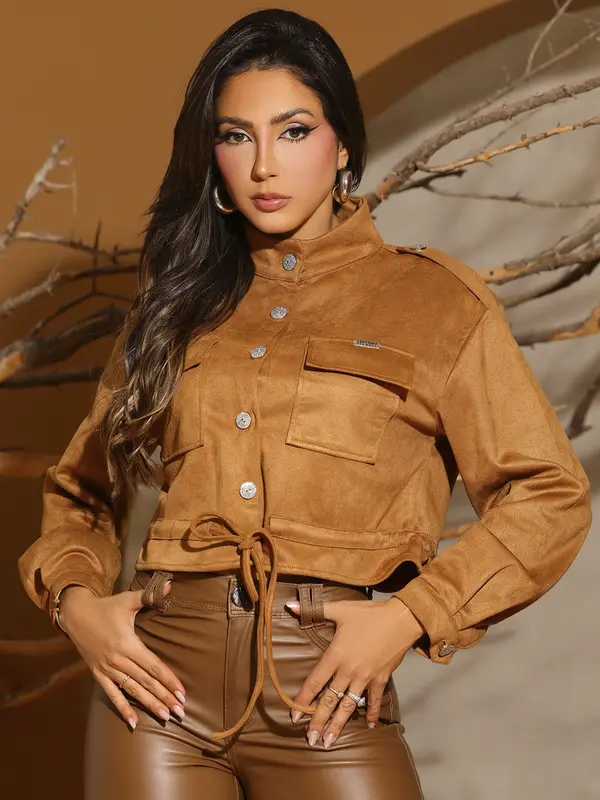 Jaqueta Cropped Elegante e Sofisticada com Barra Ajustável Empório Pit Bull