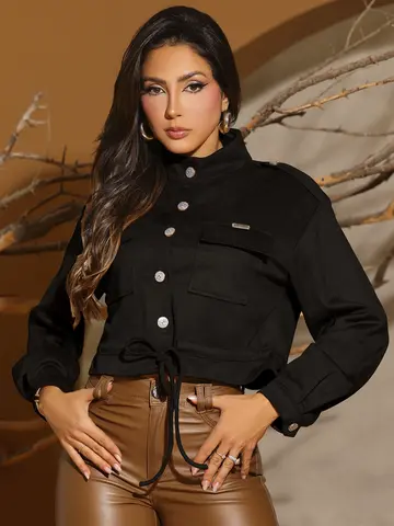 Jaqueta Cropped Elegante e Sofisticada com Barra Ajustável Empório Pit Bull