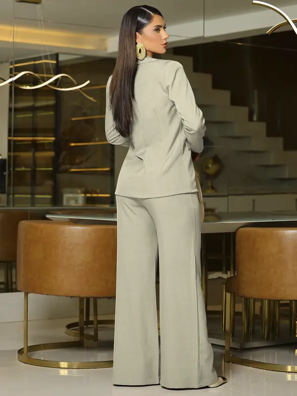Conjunto Blazer, Top e Calça Wide Leg Elegante e Sofisticado Empório Pit Bull