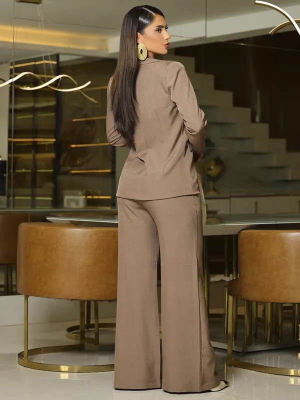 Conjunto Blazer, Top e Calça Wide Leg Elegante e Sofisticado Empório Pit Bull