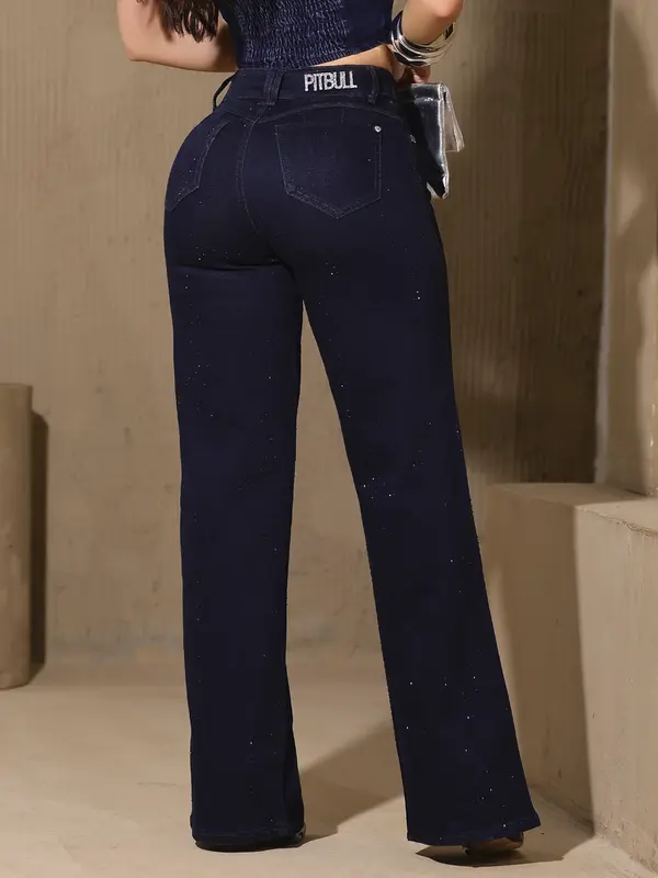 Calça Wide Leg Conceito com Sextavados e Caimento Alongador Pit Bull Jeans Premium