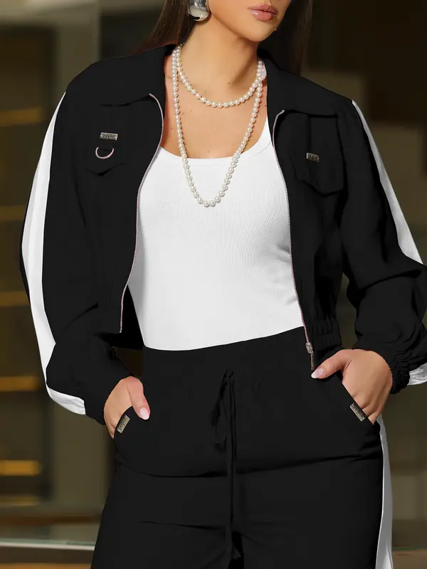 Conjunto Calça Wide Leg e Jaqueta Cropped com Modelagem Versátil Empório Pit Bull