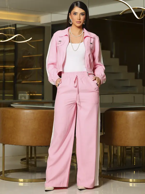 Conjunto Calça Wide Leg e Jaqueta Cropped com Modelagem Versátil Empório Pit Bull