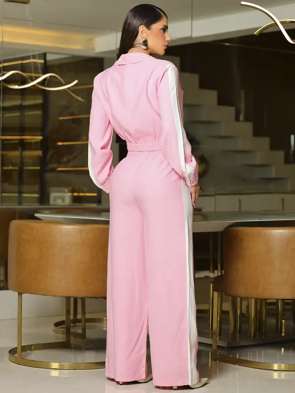 Conjunto Calça Wide Leg e Jaqueta Cropped com Modelagem Versátil Empório Pit Bull