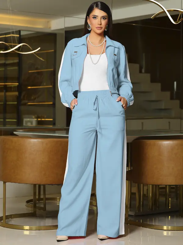 Conjunto Calça Wide Leg e Jaqueta Cropped com Modelagem Versátil Empório Pit Bull