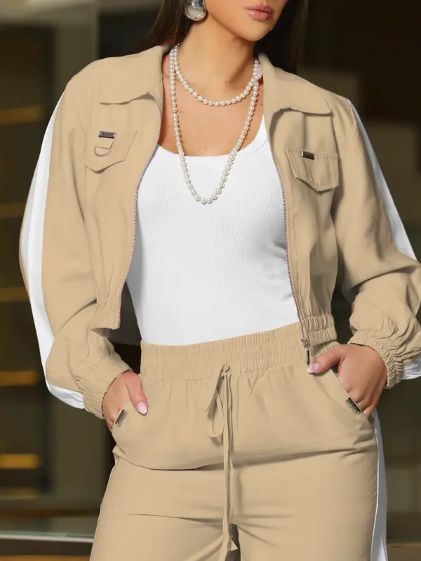 Conjunto Calça Wide Leg e Jaqueta Cropped com Modelagem Versátil Empório Pit Bull