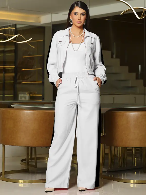 Conjunto Calça Wide Leg e Jaqueta Cropped com Modelagem Versátil Empório Pit Bull