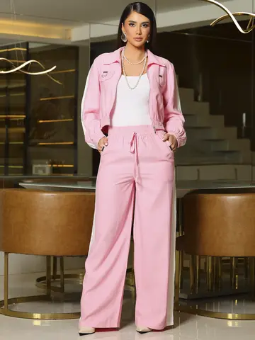 Conjunto Calça Wide Leg e Jaqueta Cropped com Modelagem Versátil Empório Pit Bull