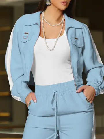 Conjunto Calça Wide Leg e Jaqueta Cropped com Modelagem Versátil Empório Pit Bull