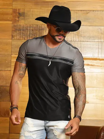 Camiseta Gola V Sofisticada e Versátil com Detalhes Personalizados Pit Bull Jeans Luxo