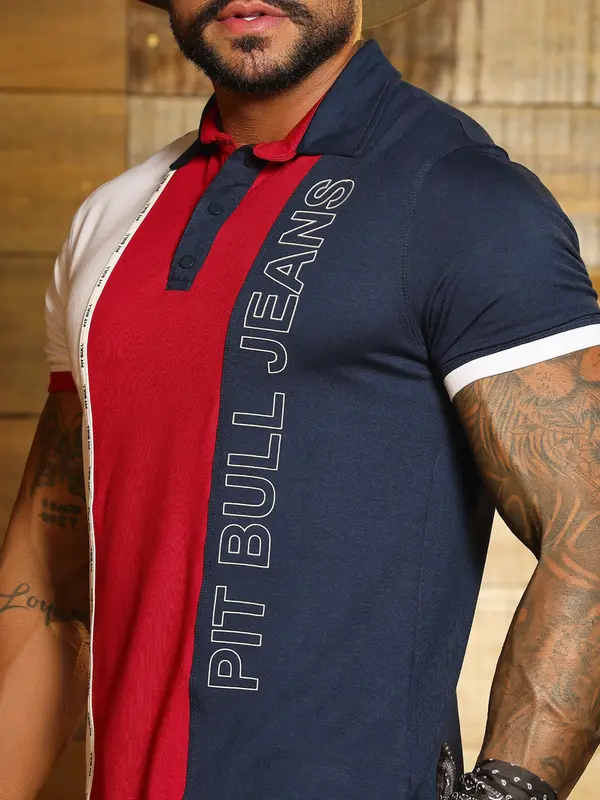 Polo Masculina Autêntica e Sofisticada com Logomania em Relevo Pit Bull Jeans Luxo