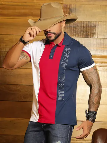 Polo Masculina Autêntica e Sofisticada com Logomania em Relevo Pit Bull Jeans Luxo