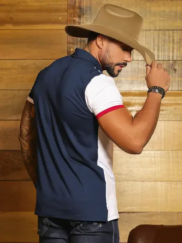 Polo Masculina Autêntica e Sofisticada com Logomania em Relevo Pit Bull Jeans Luxo