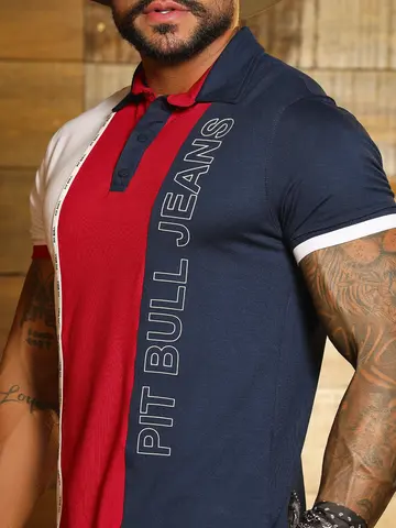 Polo Masculina Autêntica e Sofisticada com Logomania em Relevo Pit Bull Jeans Luxo