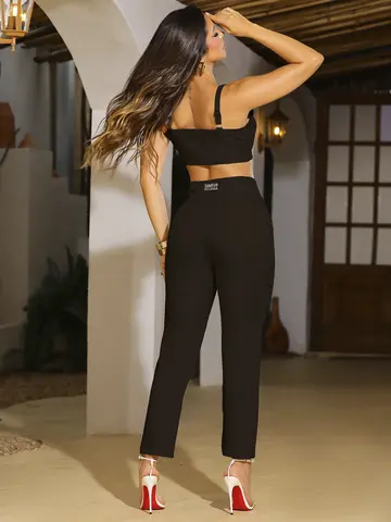 Conjunto Calça e Top Elegante com Caimento Sofisticado Empório Pit Bull