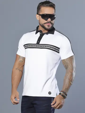 Polo Masculina Elegante e Casual com Recortes Esportivos Pit Bull Jeans Luxo