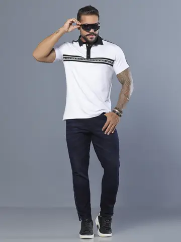Polo Masculina Elegante e Casual com Recortes Esportivos Pit Bull Jeans Luxo
