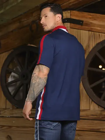 Polo Masculina Autêntica e Sofisticada com Logomania em Relevo Pit Bull Jeans Luxo