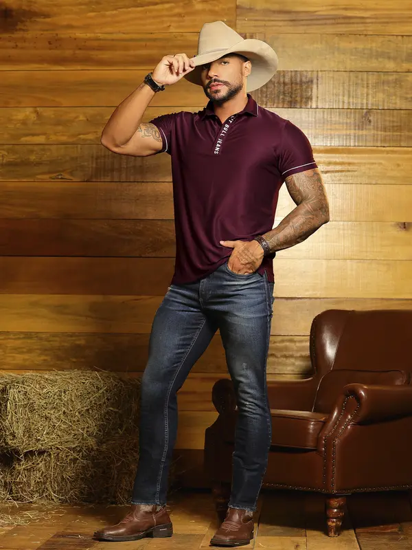 Polo Masculina Color Sofisticada e Casual com Modelagem Slim Pit Bull Jeans Luxo