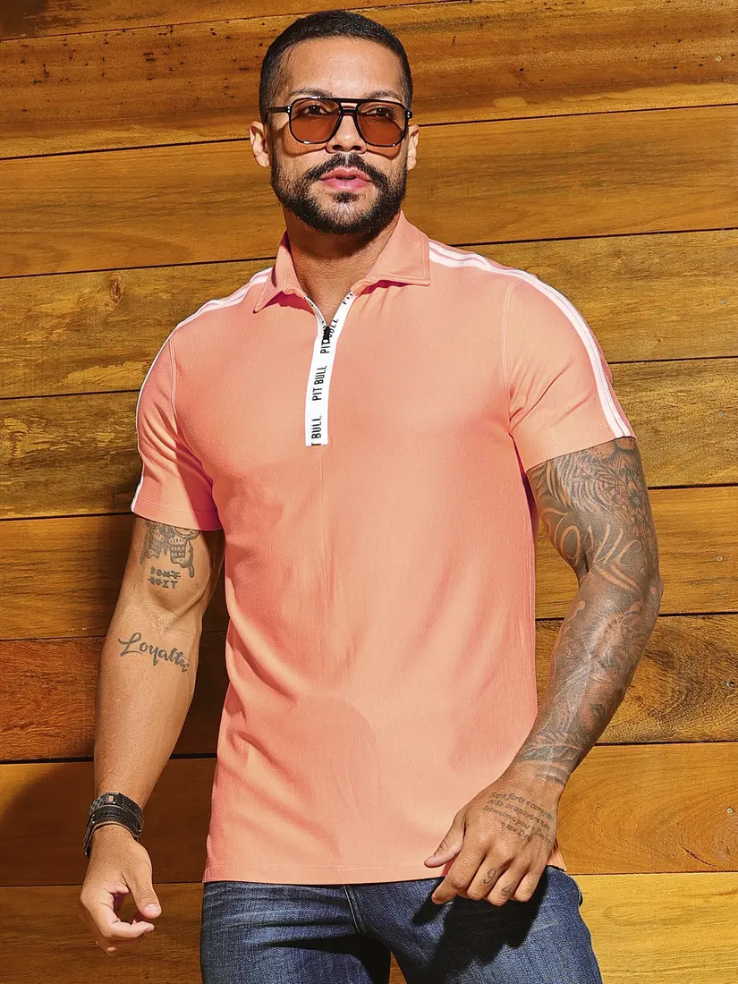 Polo Masculina Estilosa e Casual com Detalhes nas Mangas Pit Bull Jeans Luxo